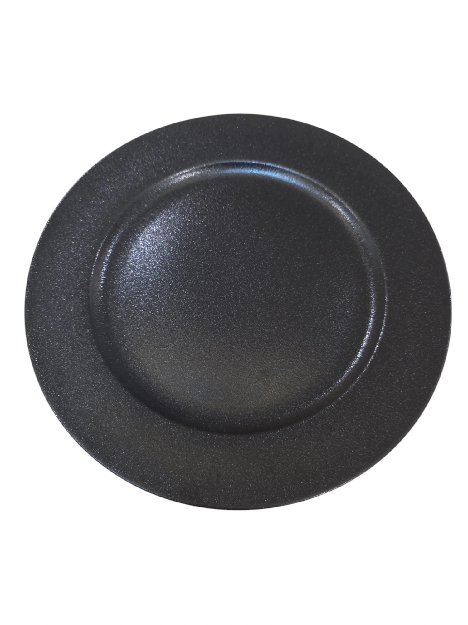 Assiette ronde en céramique noire mate · 27,7 × 27,7 × 2,4 cm