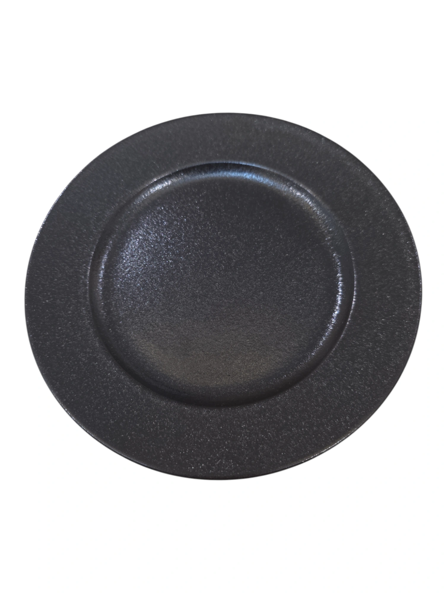 Assiette ronde en céramique noire mate · 17,7 × 17,7 × 1,8 cm