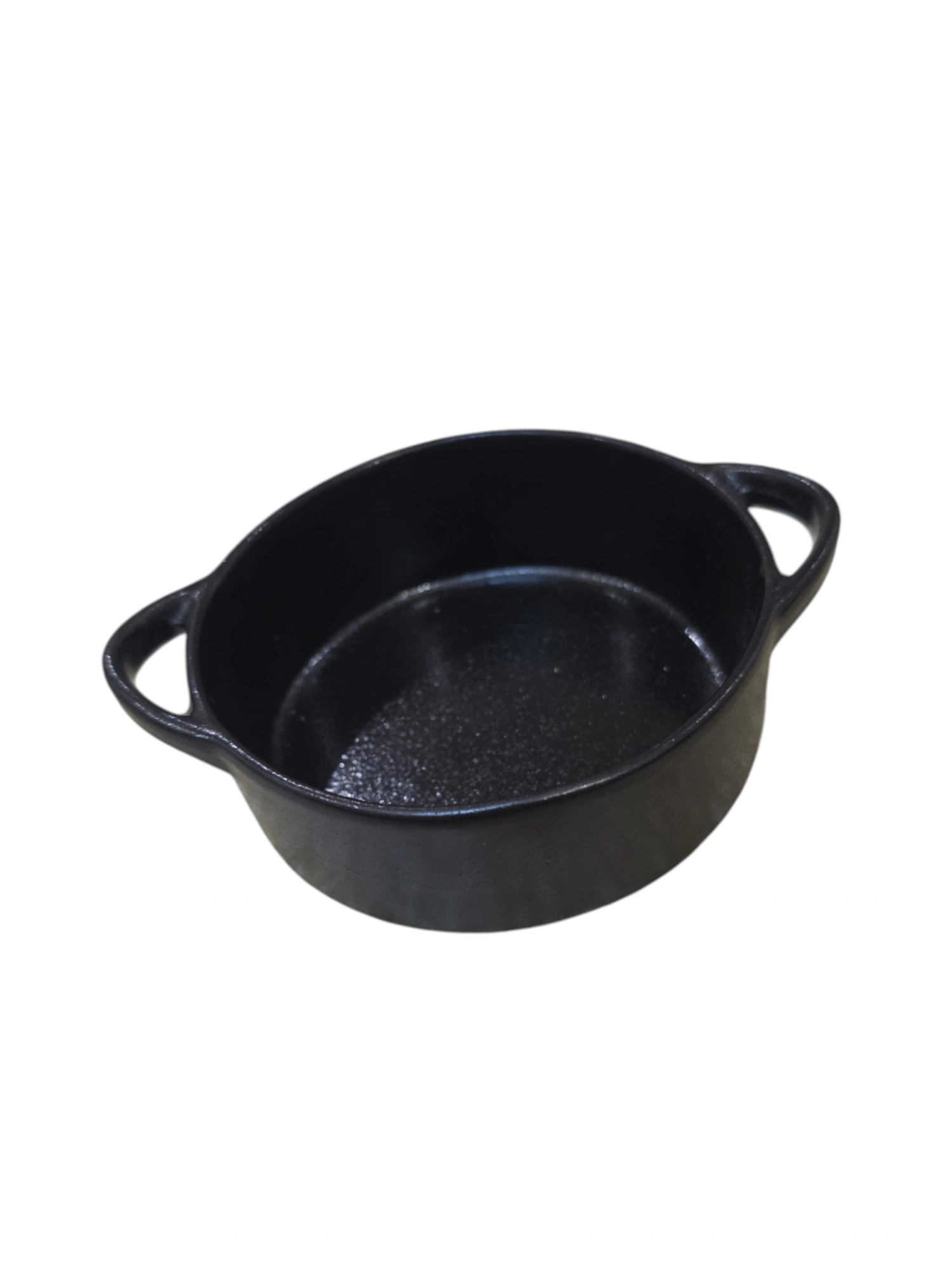 Bol rond en céramique noire mate avec poignées · 12,5 × 10 × 4 cm