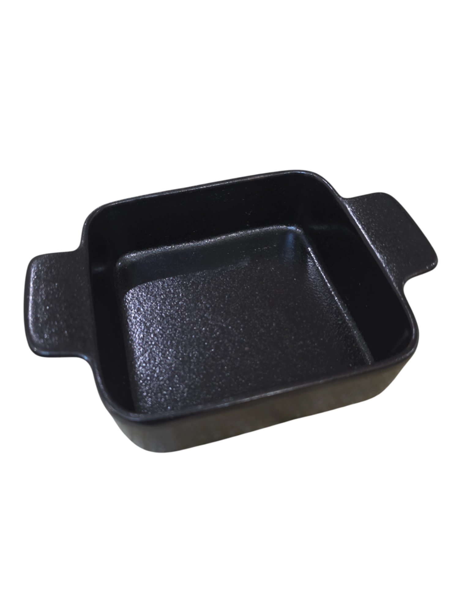 Plat à four carré en céramique noire avec poignées · 16,5 × 12 × 4,5 cm
