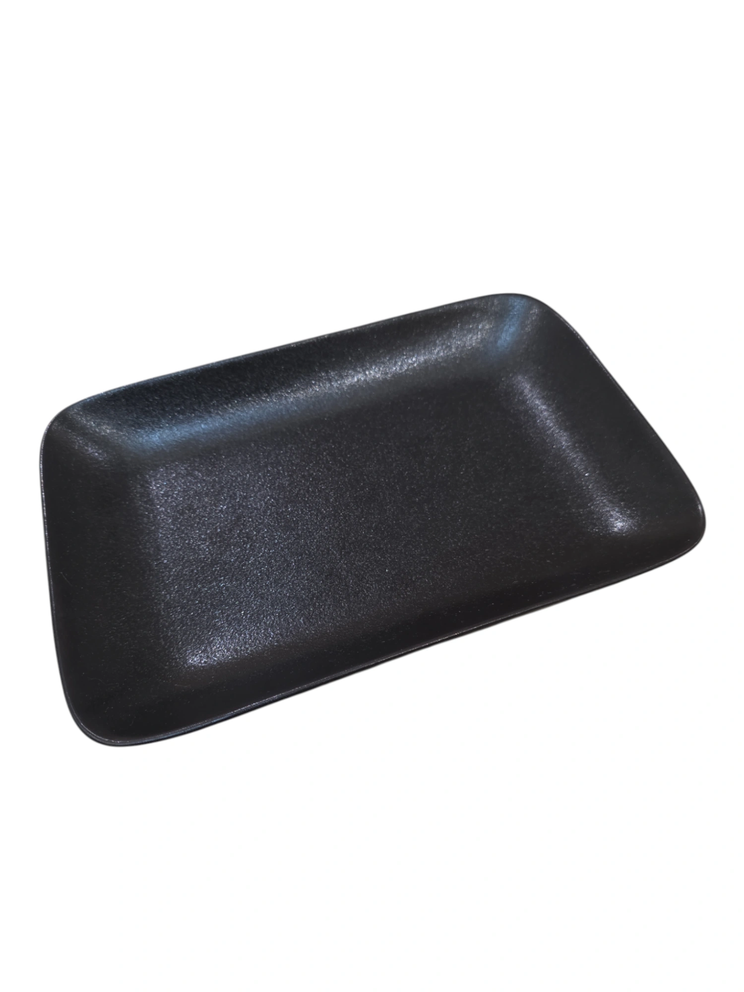 Plateau rectangulaire en céramique noire · 26,5 × 18 × 3,7 cm